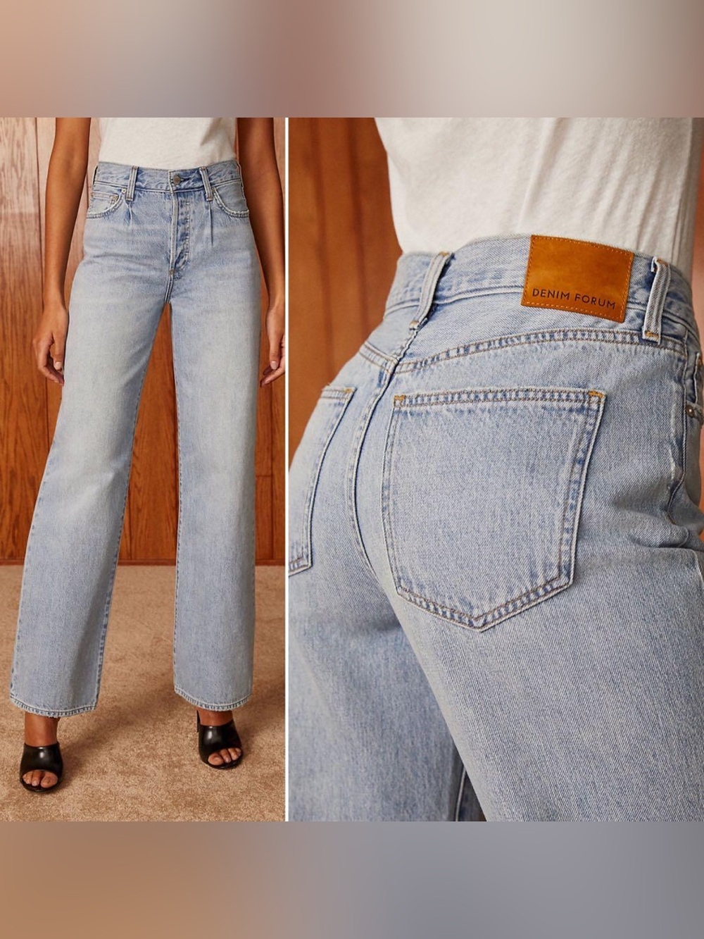 Denim Forum The Maya Mid Rise Wide Leg Jeans
